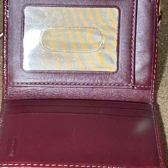 Coach Card Holder - Burgundy and Gold 4.5” x 3” EUC Like New - Picture 8 of 9